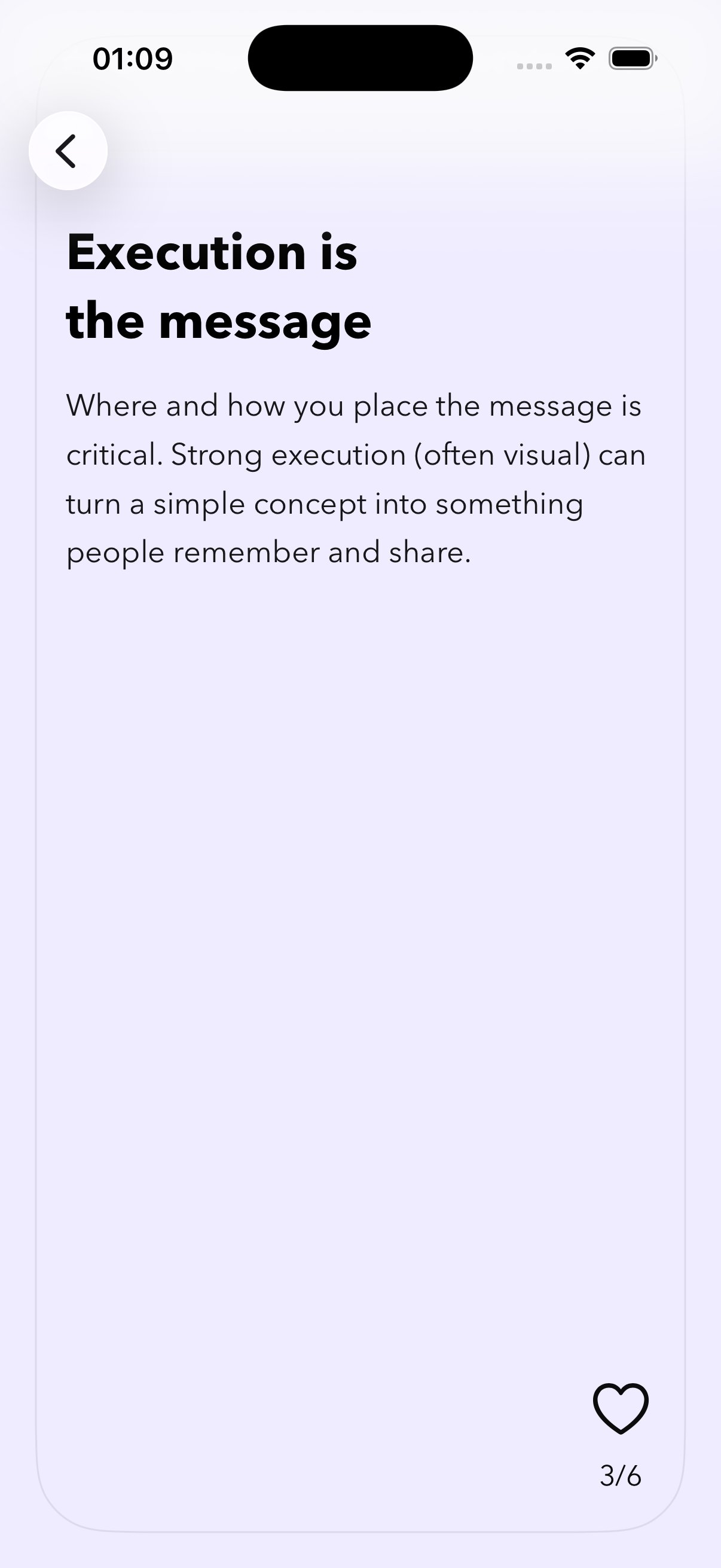 A learning story card titled Execution is the message